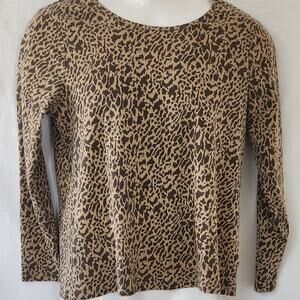 White Stag Animal Print Long Sleeve Knit Blouse Women's XL ( 16-18) Leopard Top